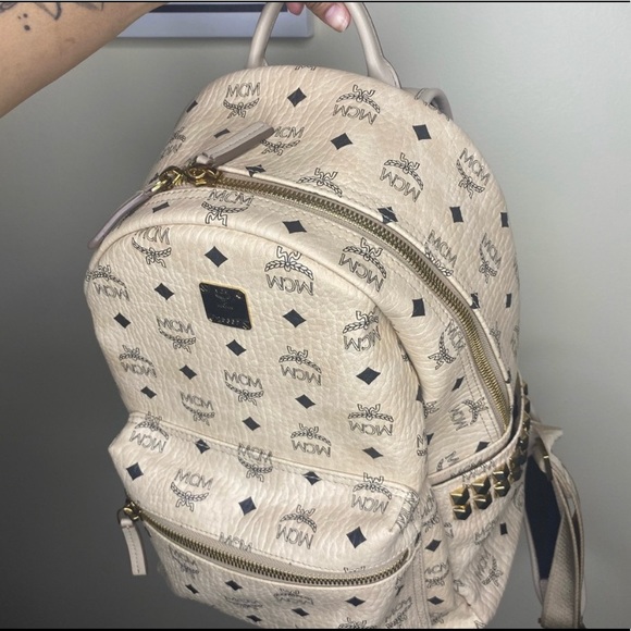 Median Stark Side Studs Backpack, Cream- Good Condition